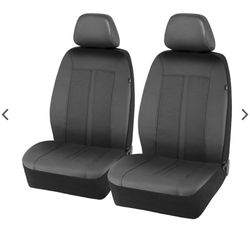 ProElite Black Low Back Faux Leather Seat Cover Set 2 Piece