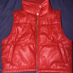 Red Faux Leather Vest 