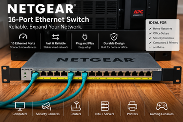 NETGEAR GS116LP 16-Port Gigabit PoE+ Unmanaged Switch