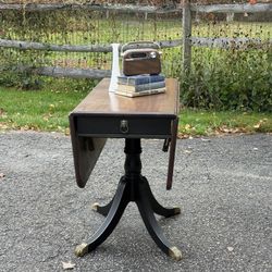 Refinished Vintage Drop Leaf Table-  Compact And Stylish
