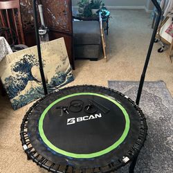 BCAN 550LBS Mini Rebounder Trampoline for Adults with Bar & Bungees
