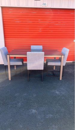 Modern Glass Top Dining Table with 4 Chairs