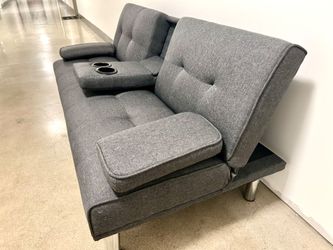 61.4 in. X 32.2 in. Grey Fabric Foldable Sofa Bed