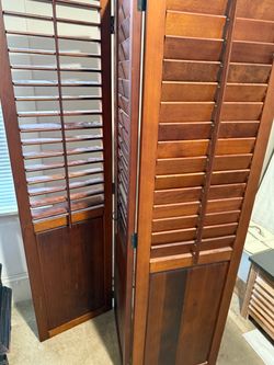 Vintage 3-Panel Wooden Room Divider Mid Century Styler