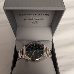 "Geoffrey Beene Men's Watch – Genuine Diamond, Stainless Steel, New in Box"