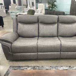 2 Pc Sofa + Loveseat With Reclining Seats - Modern Style Grey Reclining Sofa Set
