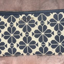 Kate Spade Flower Jacquard Zip Slim Wallet