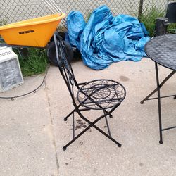 Metal Table And Two Chairs