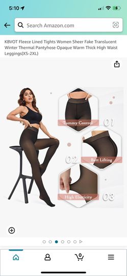 New! 2 Pairs Of Fleece Lined Tights Women Sheer Fake Translucent