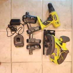 Ryobi Drill And Skill Saw Set - See Description For Individual Pricing