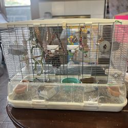 Bird cage —-Visions With  All Toys Inside &Removable Bottom Tray  Inside With Water & Food Dishes X 2 Sets.  —14x28x22