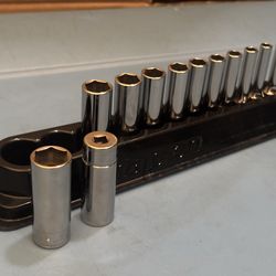 Snap-on Tools  12 pc 1/4" Drive 6-Point Metric Flank Drive® Deep Socket Set (5–15 mm)