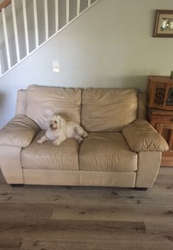 Faux leather loveseat couch