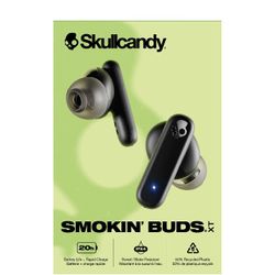 Skullcandy Smokin' Buds XT True Wireless Bluetooth Earbuds with 20 Hours of Battery, Black