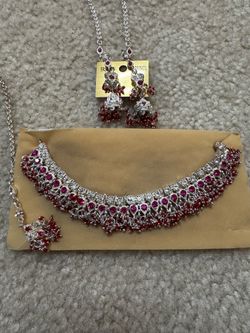 Silver-Tone Indian Bridal Jewelry Set