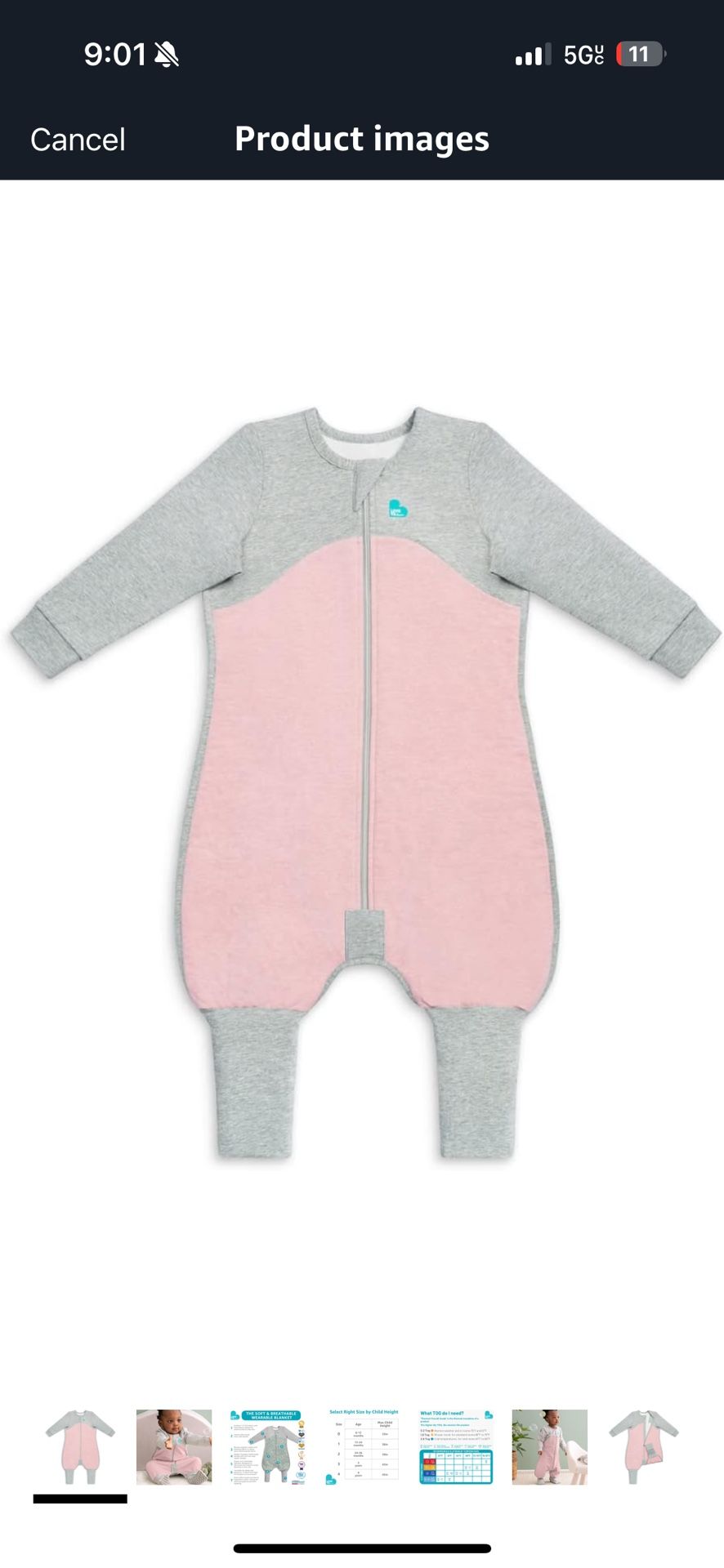 Love to Dream Organic Long Sleeve Baby Sleep Suit (3Y), Super Soft Temp Regulating Sleeping Suit, 1TOG All Seasons Wearable Blanket, Pink