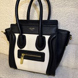 Celine Black And Beige Mini Luggage Bag