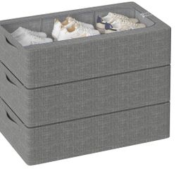 Under Bed Storage Bins with Metal Frame, Shoe Organizer for Closet with Large Clear Windw,Foldable
