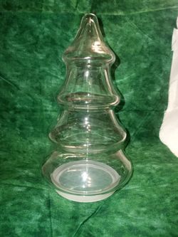 Vintage Glass Christmas Tree Candy Jar