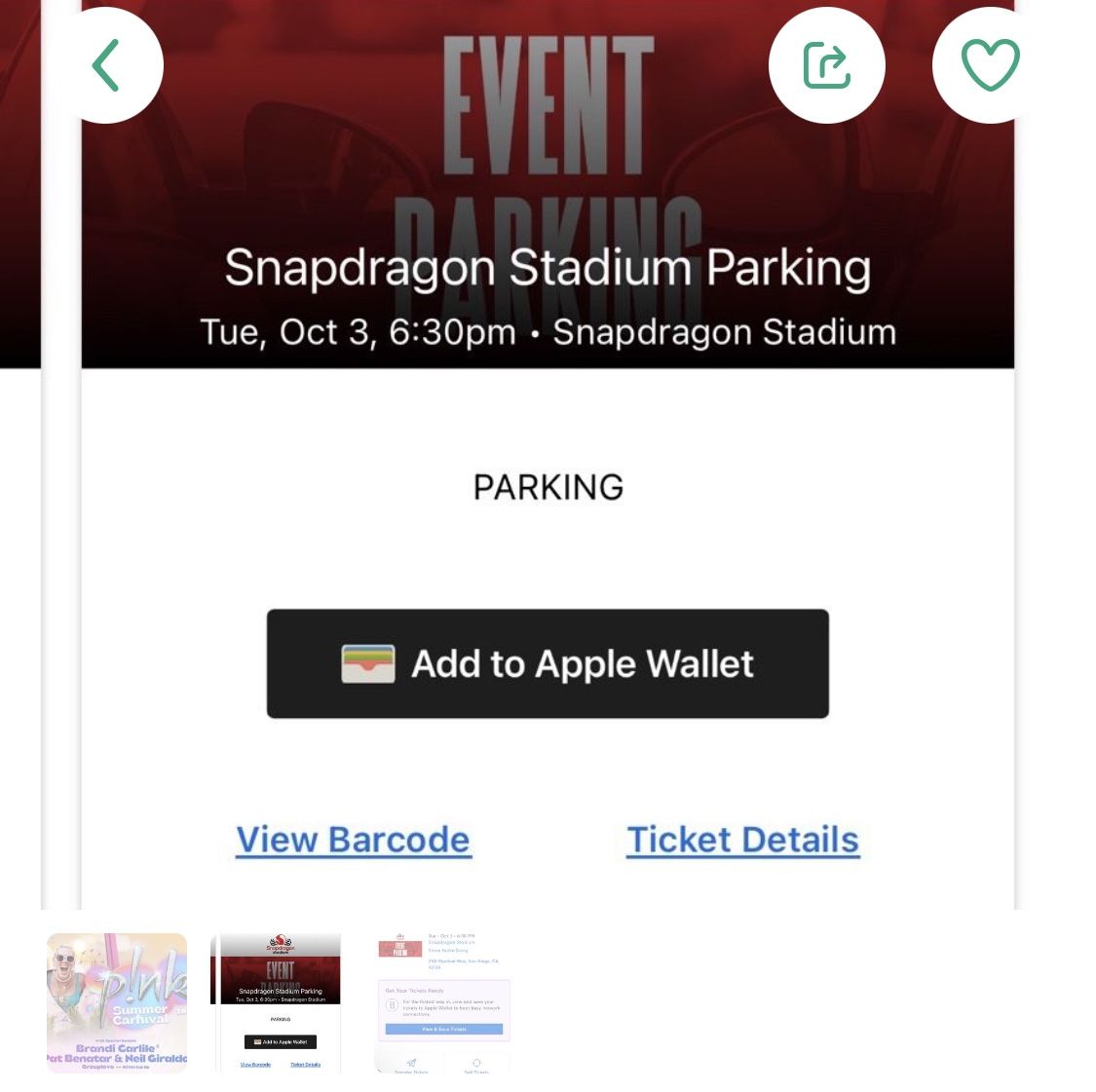 Pink Concert Parking Ticket