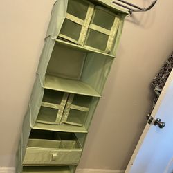 6 Shelf Closet Organizer With Pull Out Storage And Free Straw Basket 