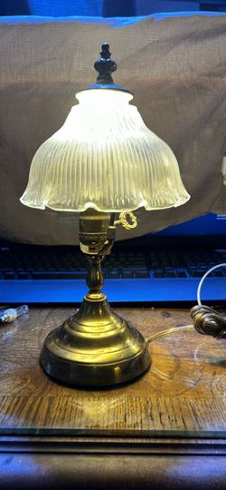 Brass Table Lamp with Glass Shade
