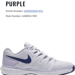 11 size AIR ZOOM PRESTIGE WOMEN'S TENNIS SHOE - PURPLE new in box