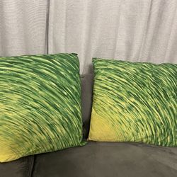 Set of 2 Green Abstract Decorative Throw Pillows