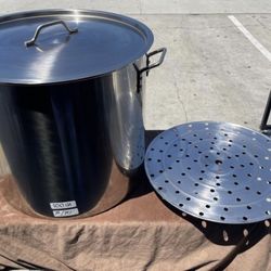 Olla Grande De Accero Con Vaporera I Tapa De Accero De 100 Qts / Tamalera/ Posolera