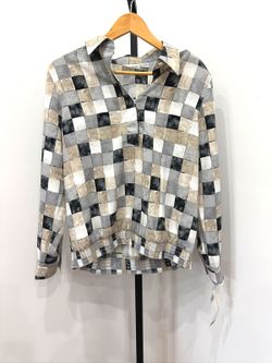NEW Alfred Dunner Abstract Check Long Sleeve Blouse Size 12