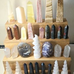 30pc Bundle Polished Crystal Obelisk Towers & Standing Gemstone Points 