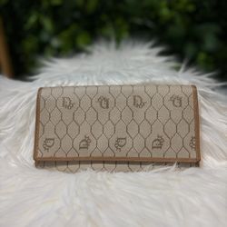 Vintage Christian Dior Honeycomb Bi-Fold Long Wallet