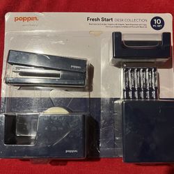 Poppin Fresh Start Desk Collection Set Navy Blue