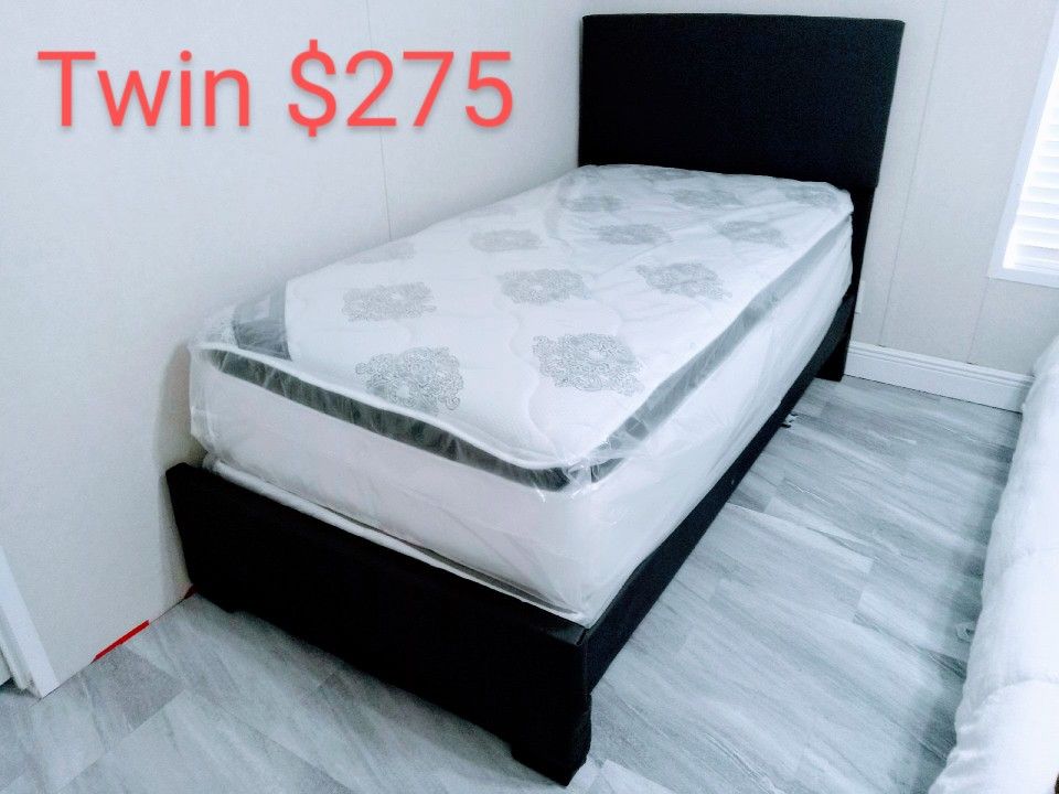 $275 Twin Bed Frame With Mattress And Box-spring Brand New Free Delivery 