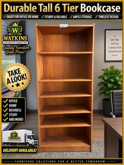 🗄️ Durable Tall 6-Tier Bookcase / Adjustable Shelving – Heavy Duty!