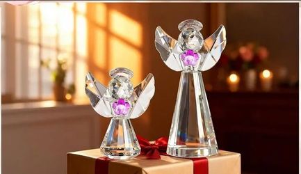 Vintage crystal guardian angel figurines home house decor gift holiday