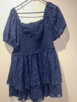 Lace navy romper dress
