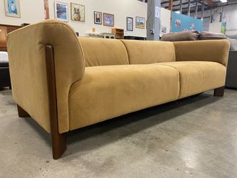 JASON Camel Plush Loveseat with Wooden Angle Block Legs