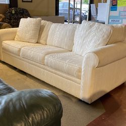 Low White Sofa w/ Subtle Pattern