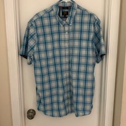 Men’s Light Blue Plaid Button Up