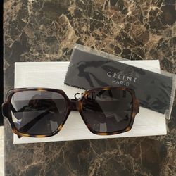 Celine Triomphe Tortoiseshell Square Sunglasses 