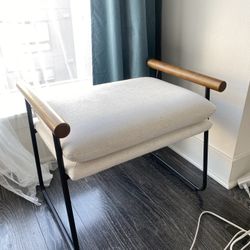 Target Ottoman Metal Wood Living Room Cream Black Legs 