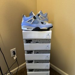 Brand new Air Jordan University Blue 4’s sizes 12-14 with original box and proof of purchase.  No trades sorry cash is king.
