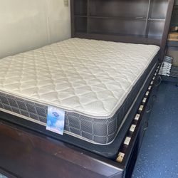 Full Sized Bed with Cabinets and Shelves