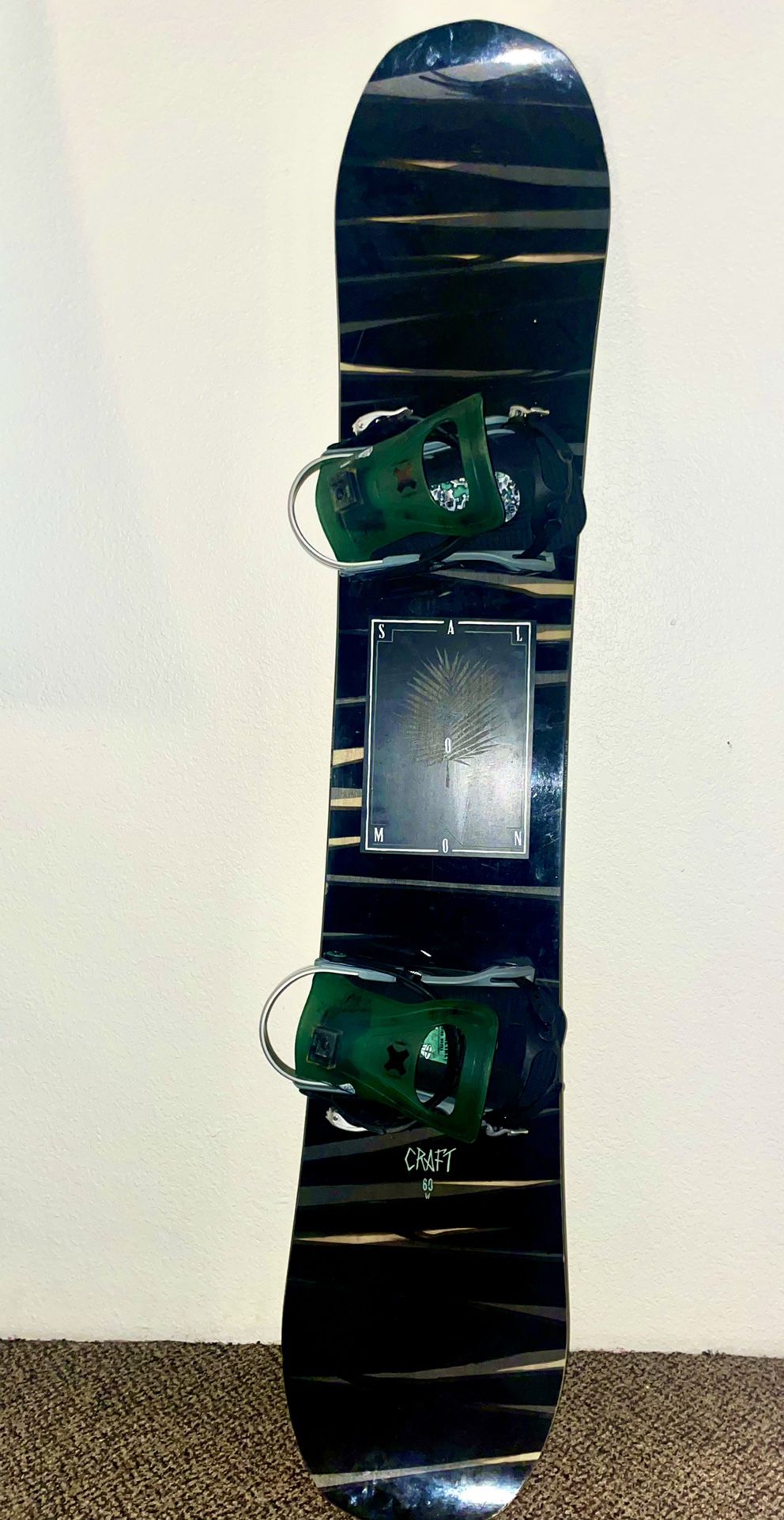 Salomon Craft 160W Snowboard With Bent Metal Bindings.
