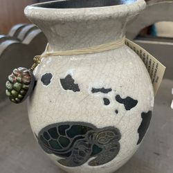 Raku Studio Hawaiian Pottery Sea Turtle Vase