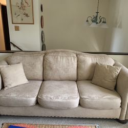 La-Z-Boy Beige  Couch With Throw Pillows 