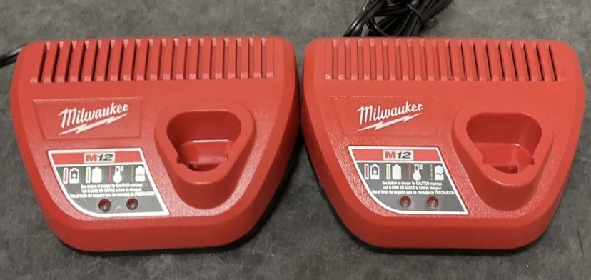 2 Milwaukee 48-59-2401 M12 12V Lithium Ion Battery Charger 12 Volt