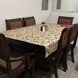 Dining room table with six chairs
