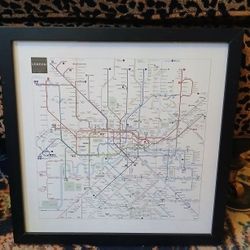 PRINT OF LONDON TUBE MAP. FRAMED UNDER GLASS.. Like NEW
